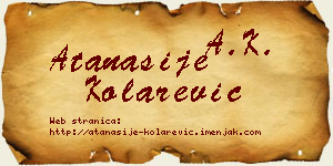 Atanasije Kolarević vizit kartica